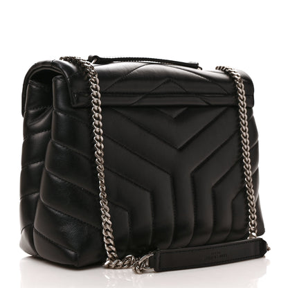 Saint Laurent Calfskin Y Quilted Monogram Small Loulou Chain Satchel Black 3 of 8