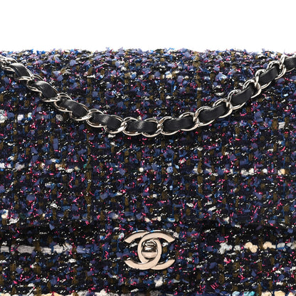 Chanel Tweed Quilted Medium Double Flap Blue Purple Khaki Pink 8 of 10