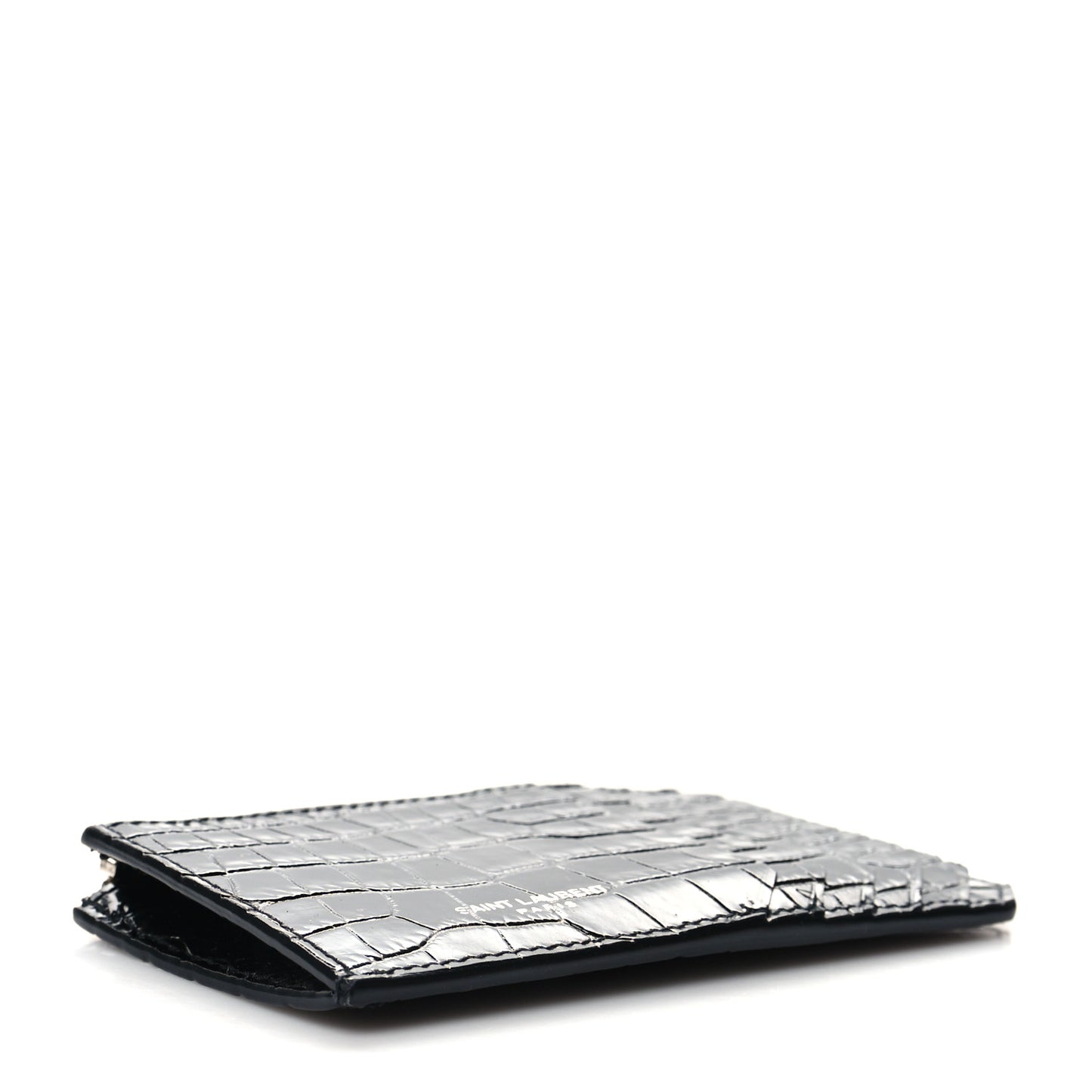 Calfskin Crocodile Embossed 5 Fragments Zip Pouch Card Holder