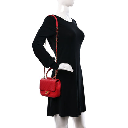 Chanel Lambskin Quilted Small In The Loop Handle Flap Bag Red 2 of 11