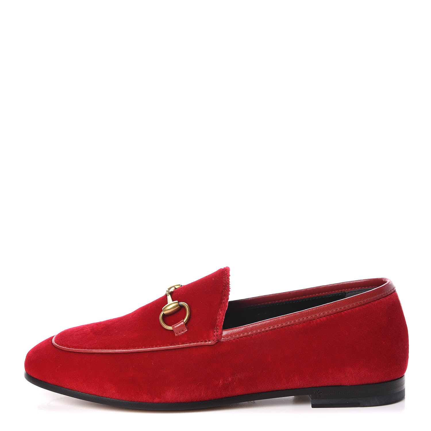 Gucci Velvet Horsebit Womens Jordaan Loafers 35 Hibiscus Red 1 of 9