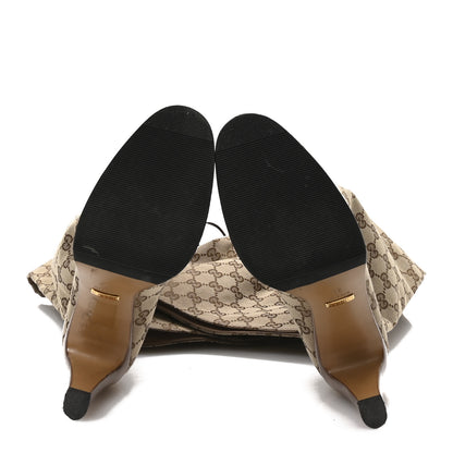 Gucci Monogram Over the Knee Boots 38 Beige Ebony 6 of 7