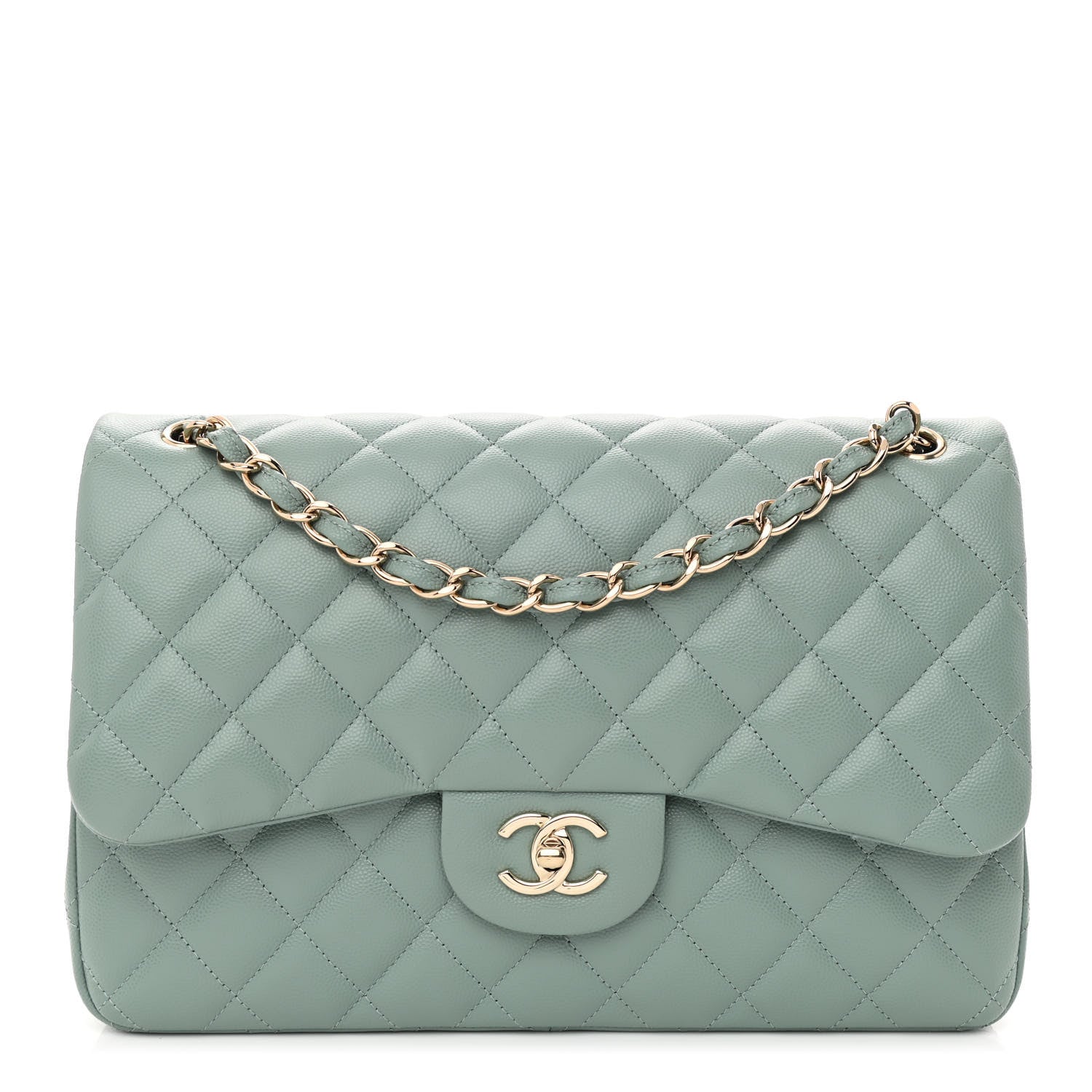 Chanel Caviar Quilted Jumbo Double Flap Light Blue 1 of 11