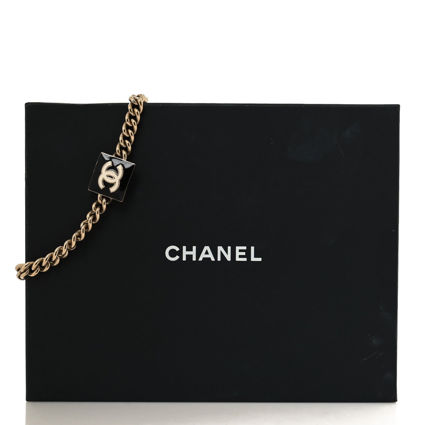 Metal Enamel CC Square Choker Gold Black White