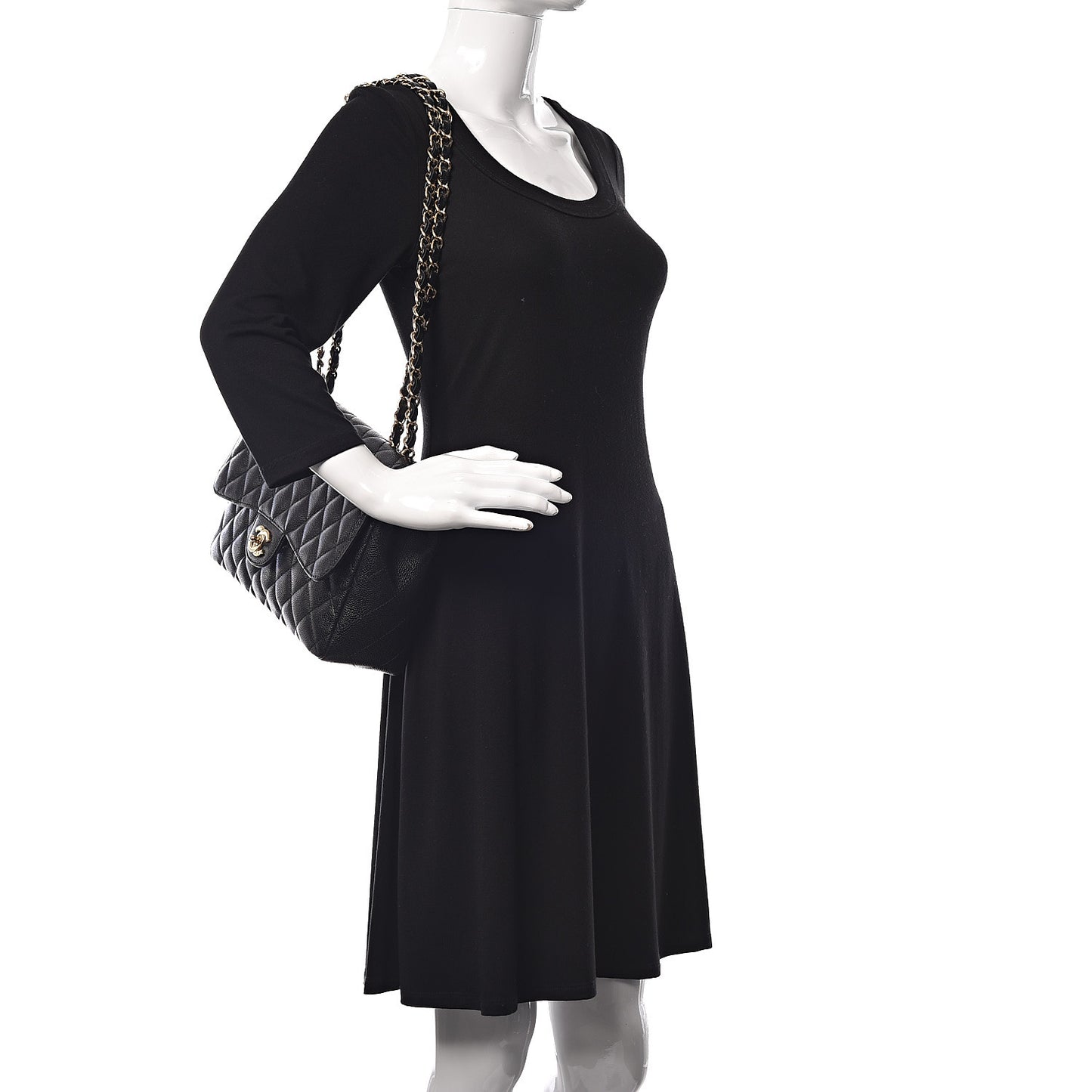 Caviar Quilted Jumbo Single Flap Black