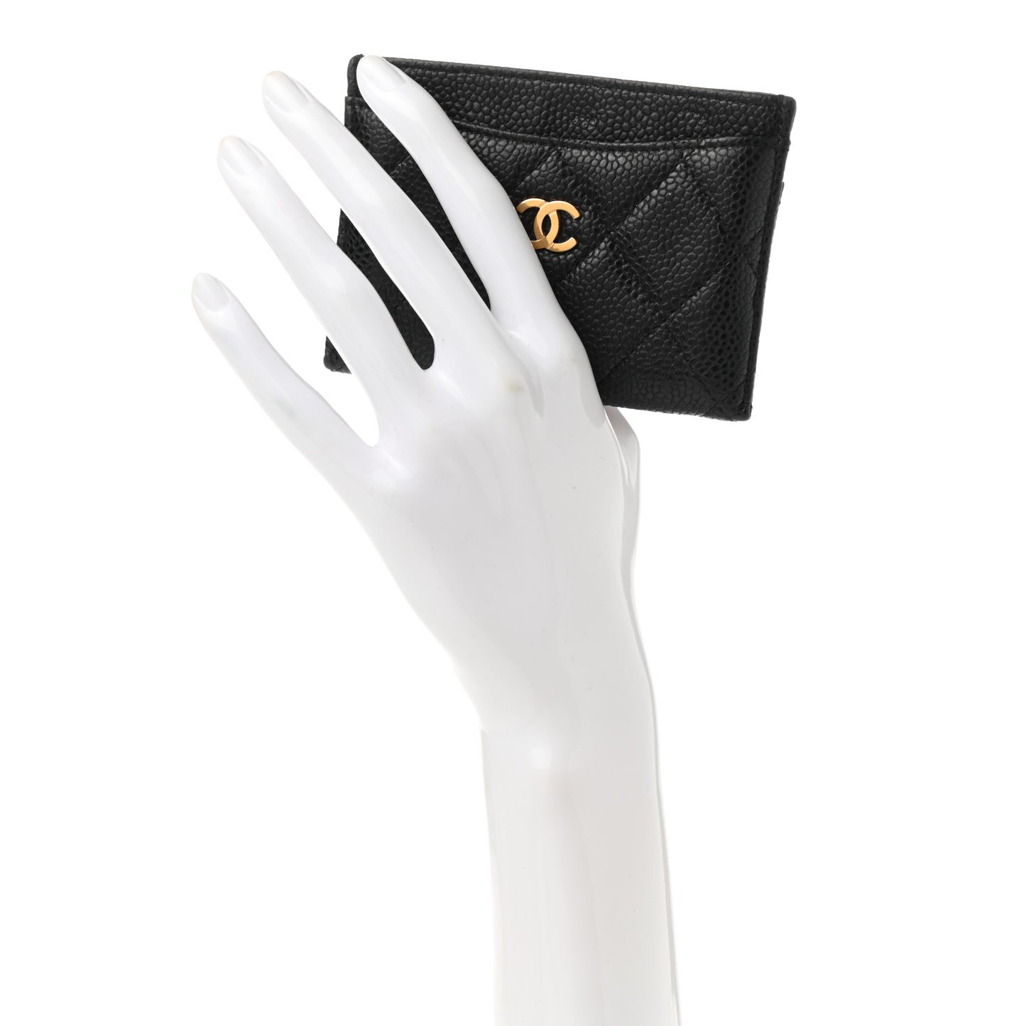 Caviar Quilted Card Holder Black