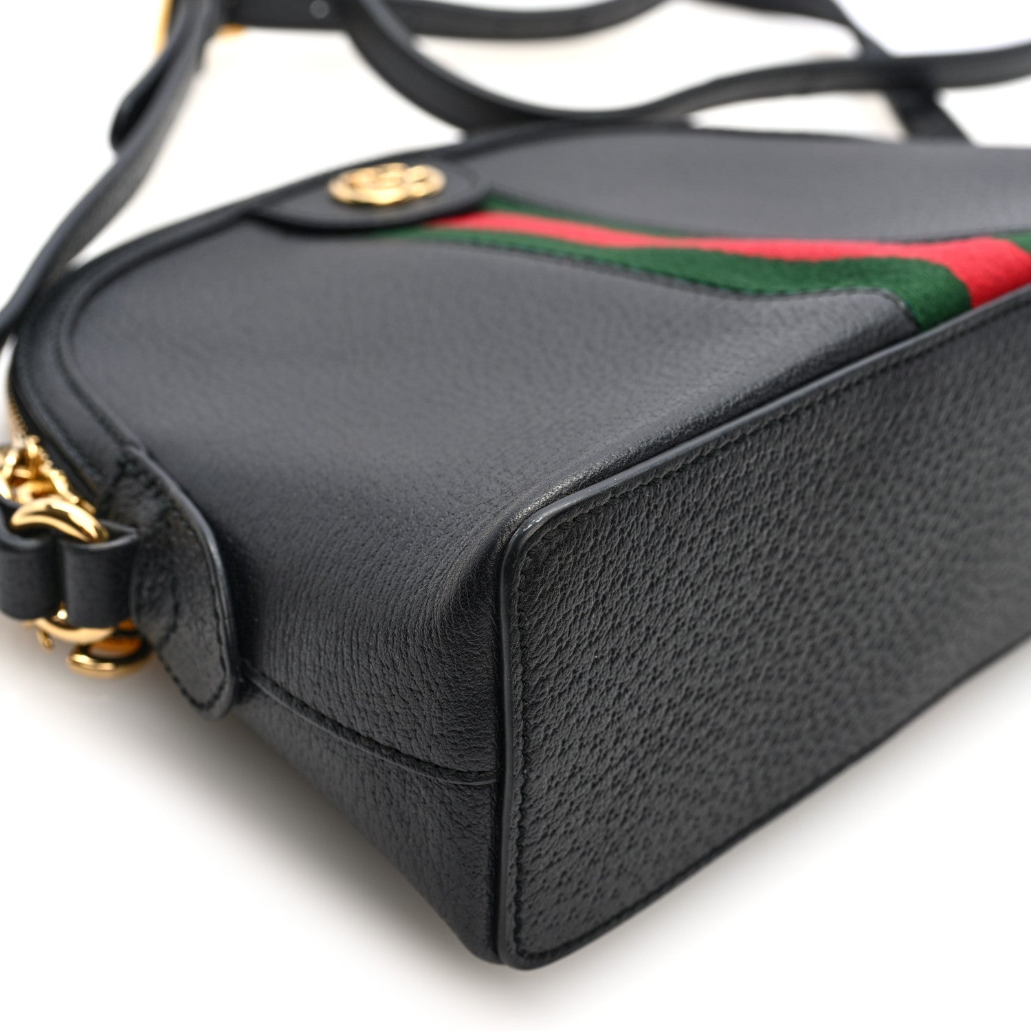 Gucci Calfskin GG Web Small Ophidia Dome Shoulder Bag Black 9 of 10