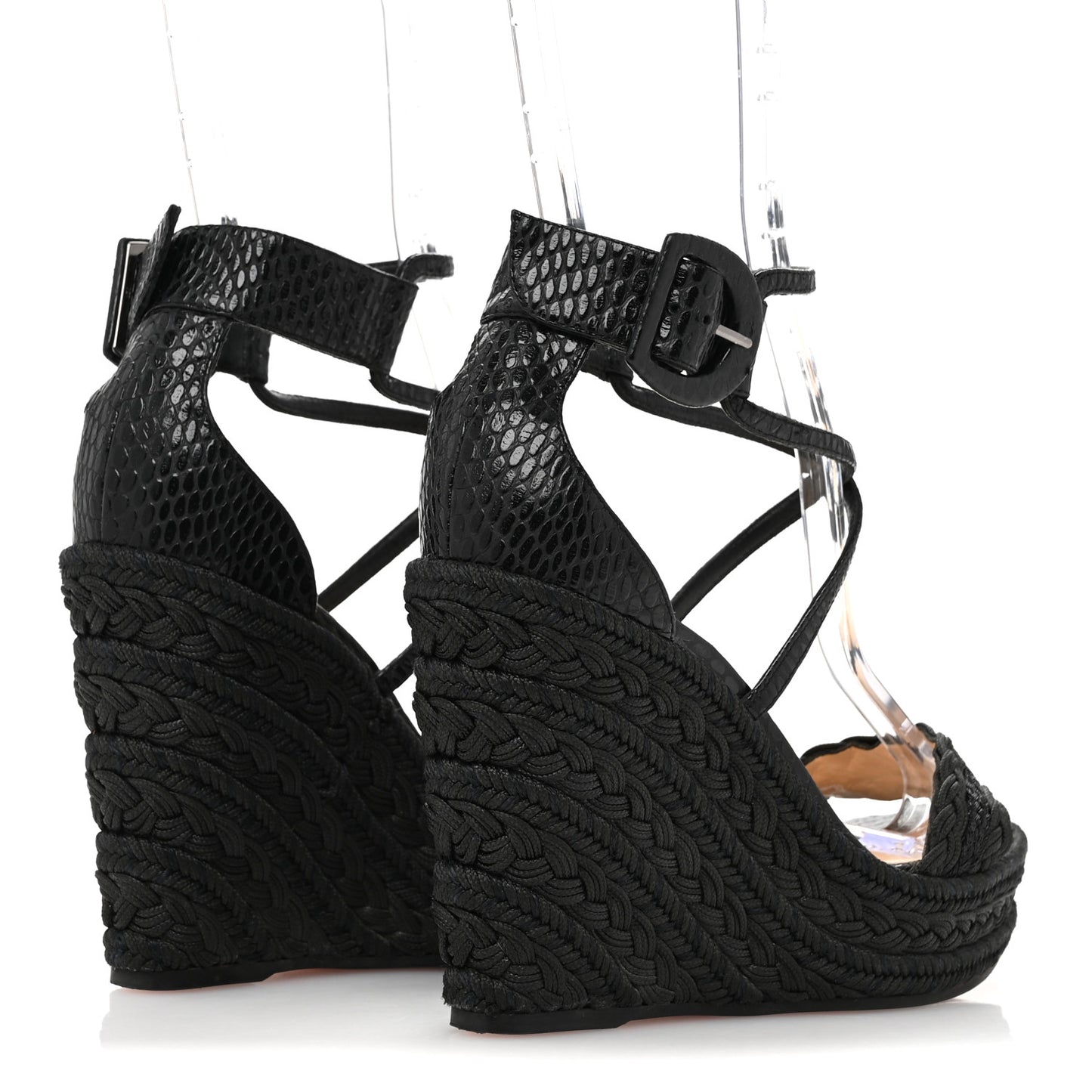 Cotton Braided Calfskin Bodrum 110 Wedge Sandals 37 Black