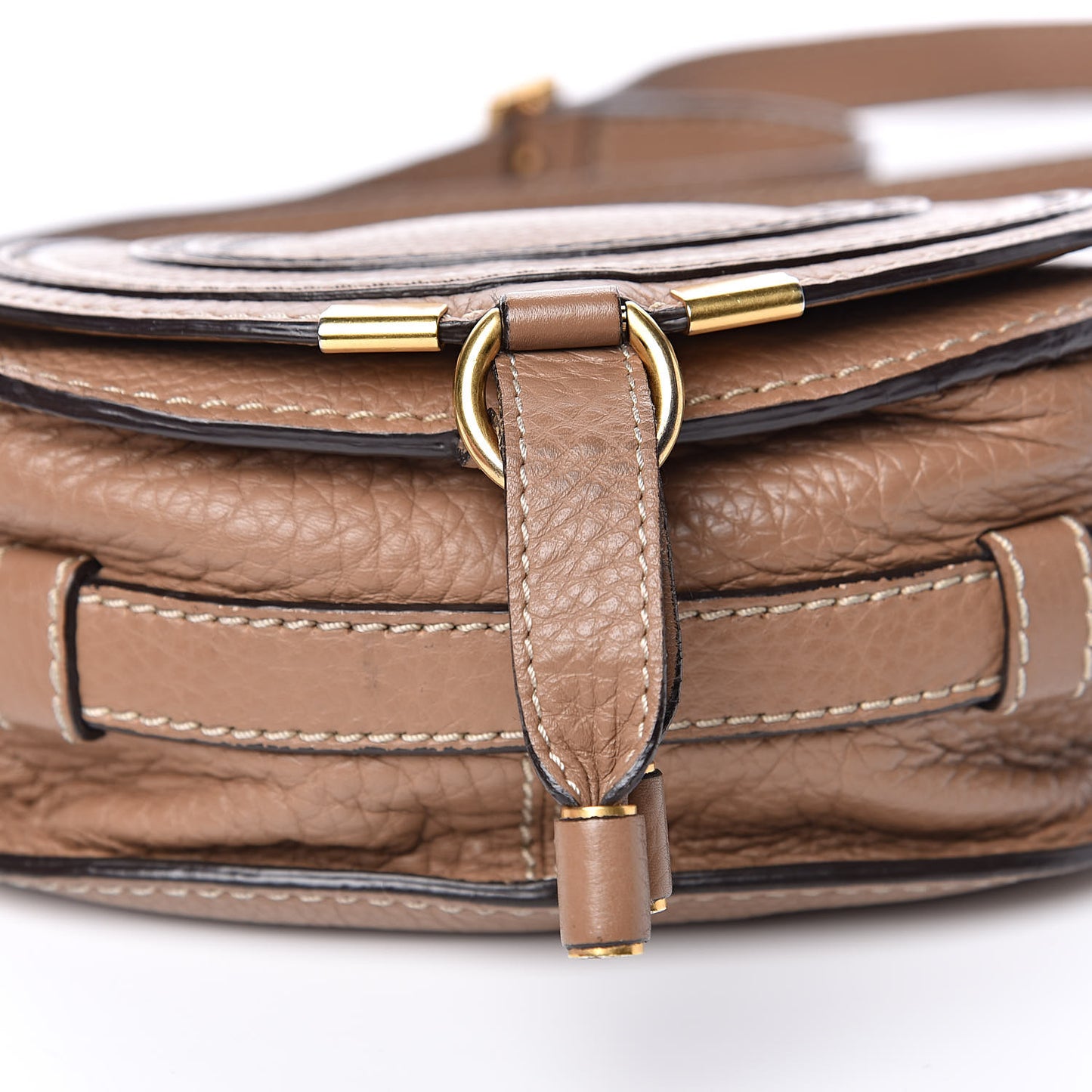 Calfskin Mini Marcie Round Crossbody Bag Nut