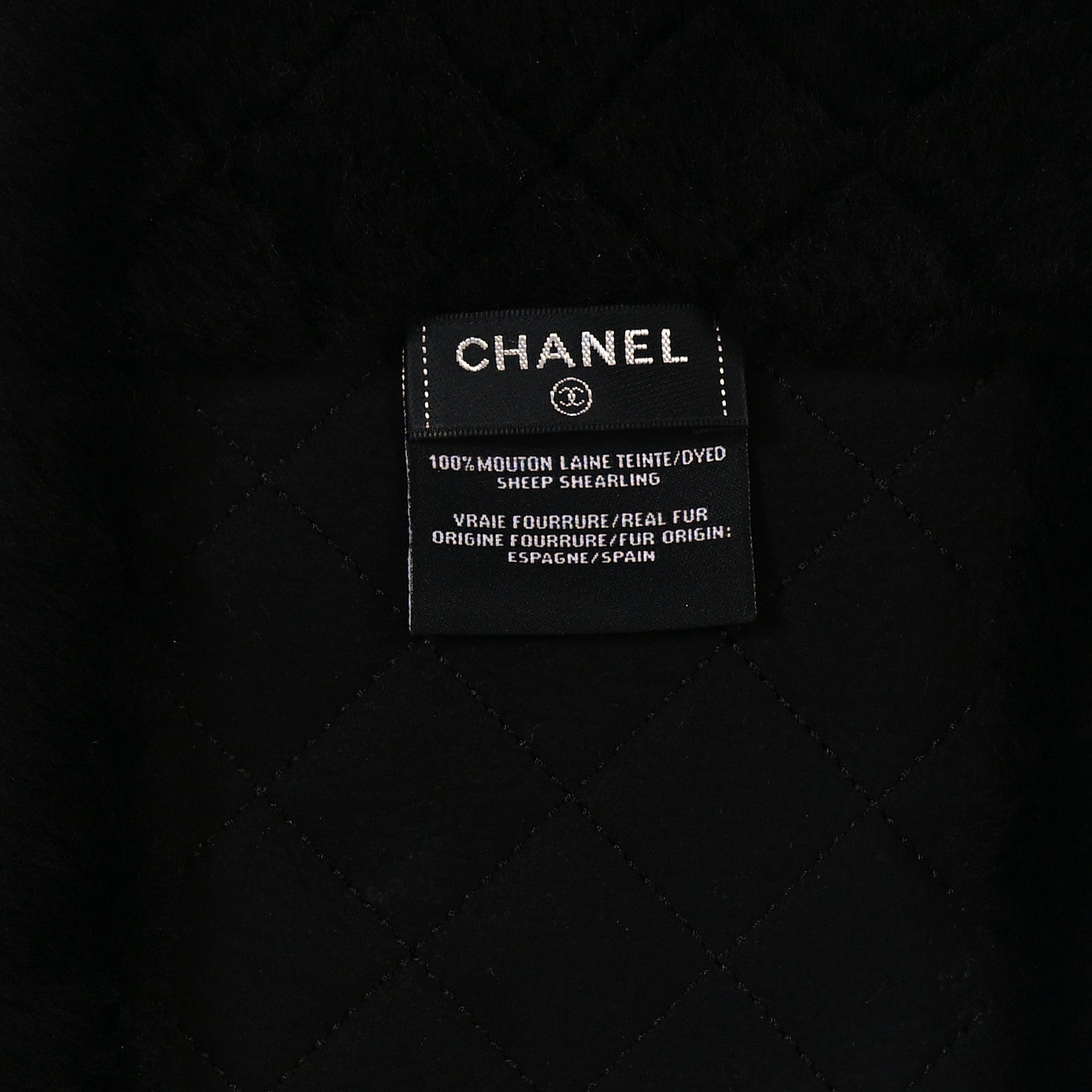 Chanel Shearling CC Scarf Black White 3 of 4