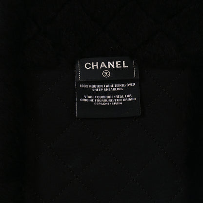 Chanel Shearling CC Scarf Black White 3 of 4