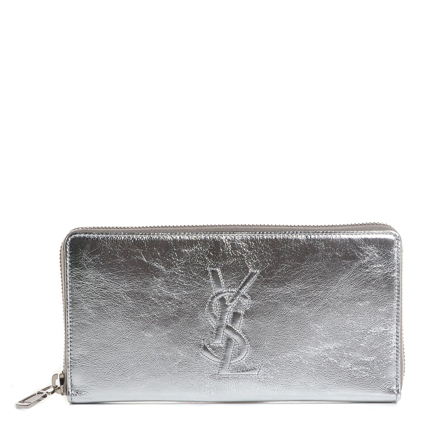 Metallic Calfskin Belle De Jour Zip Around Wallet Moon