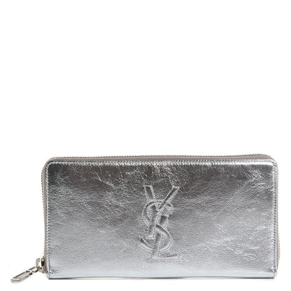 Saint Laurent Metallic Calfskin Belle De Jour Zip Around Wallet Moon 7 of 14