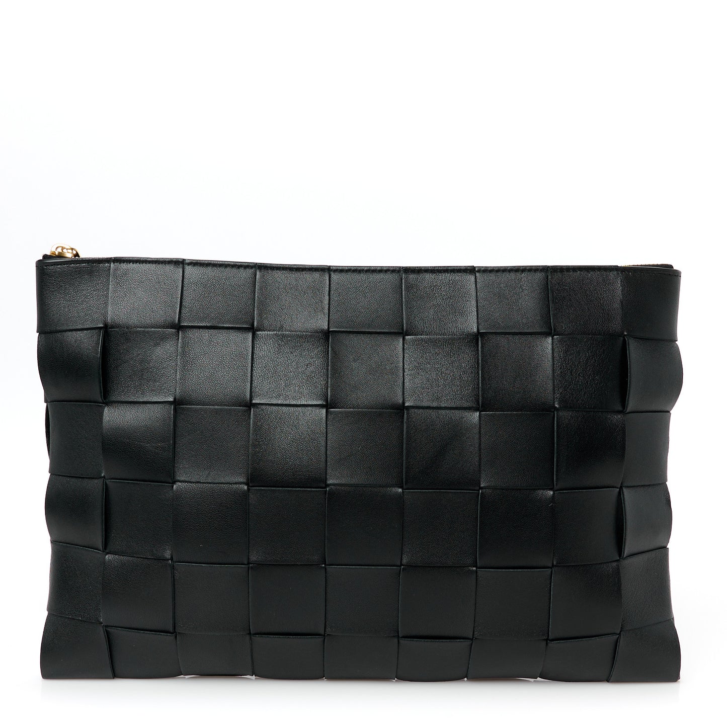 Nappa Maxi Intrecciato Large Cassette Flat Zip Pouch Black