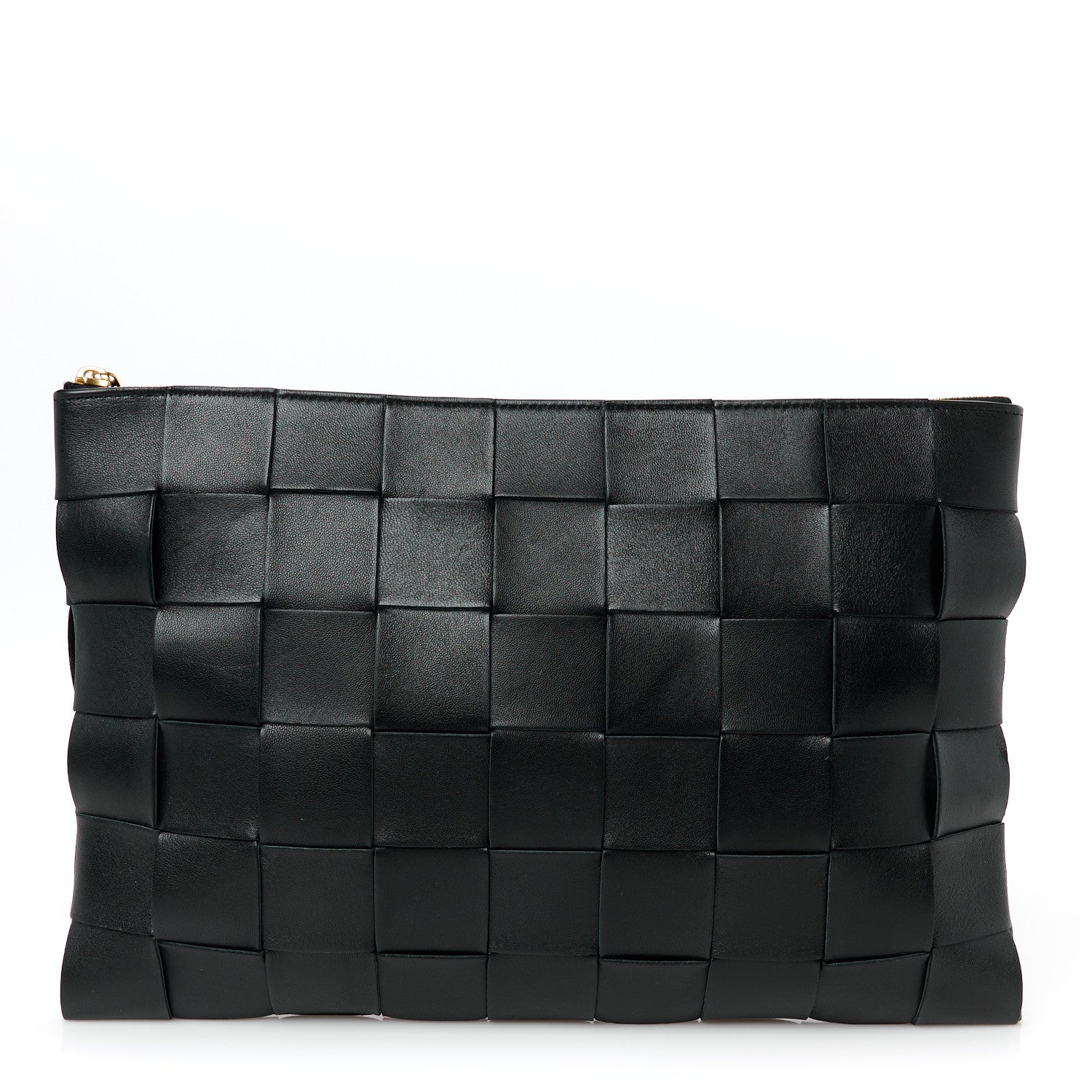 Bottega Veneta Nappa Maxi Intrecciato Large Cassette Flat Zip Pouch Black 1 of 8