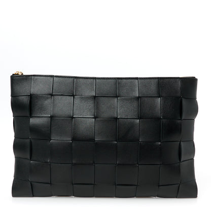 Bottega Veneta Nappa Maxi Intrecciato Large Cassette Flat Zip Pouch Black 1 of 8
