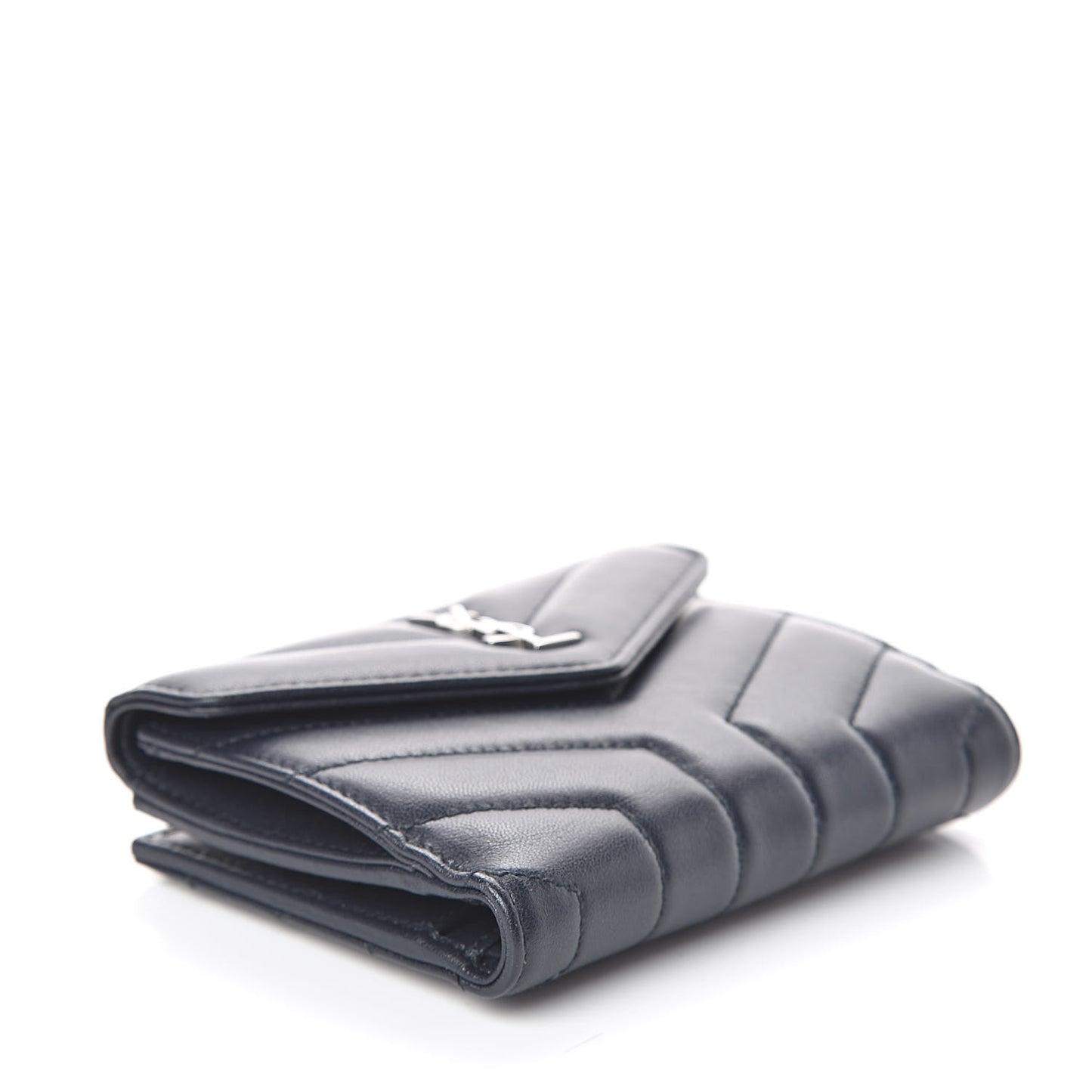 Lambskin Y Quilted Monogram Compact Loulou Wallet Deep Marine