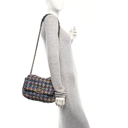Chanel Tweed Quilted Medium Chanel 19 Flap Dark Multicolor 2 of 10