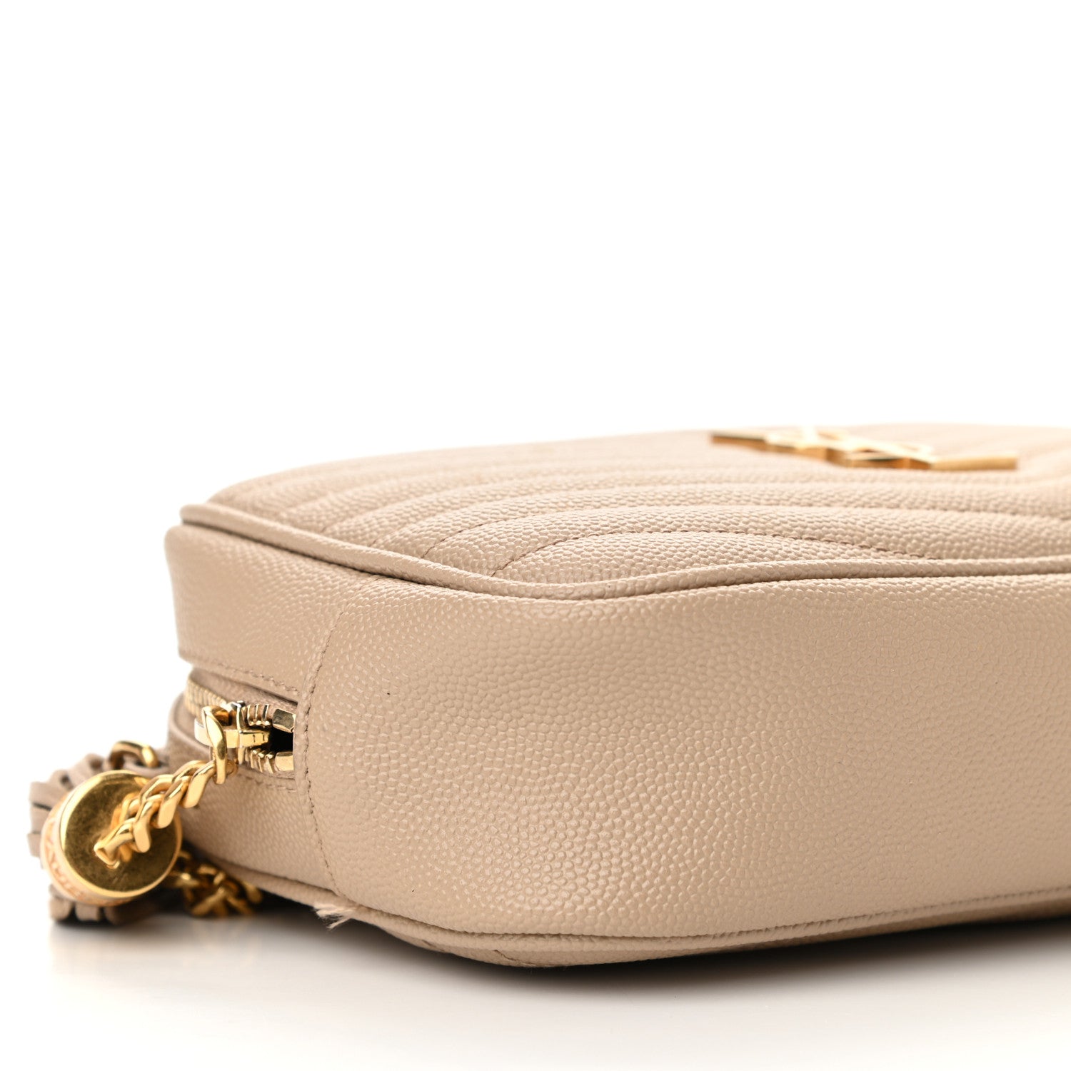 Saint Laurent Grain De Poudre Matelasse Monogram Mini Lou Camera Bag Dark Beige 9 of 13
