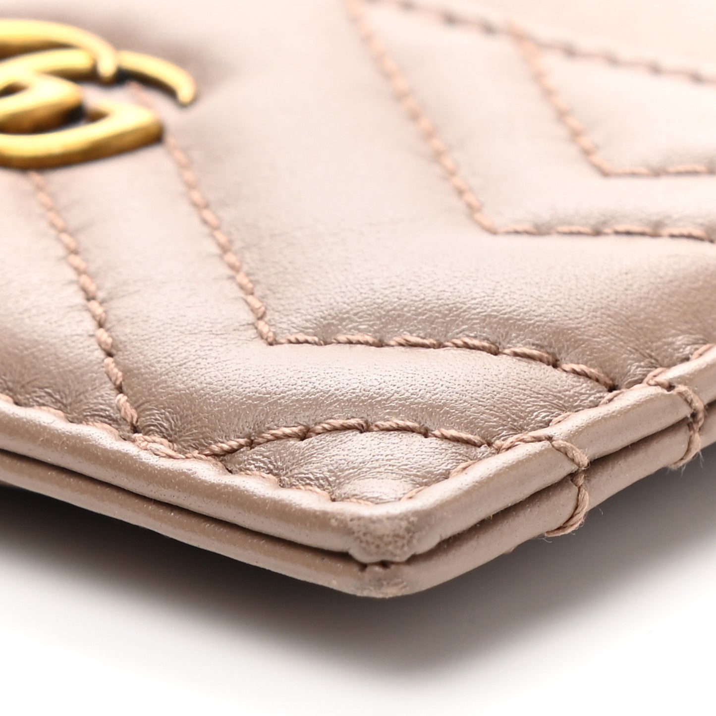Calfskin Matelasse GG Marmont Card Holder Porcelain Rose