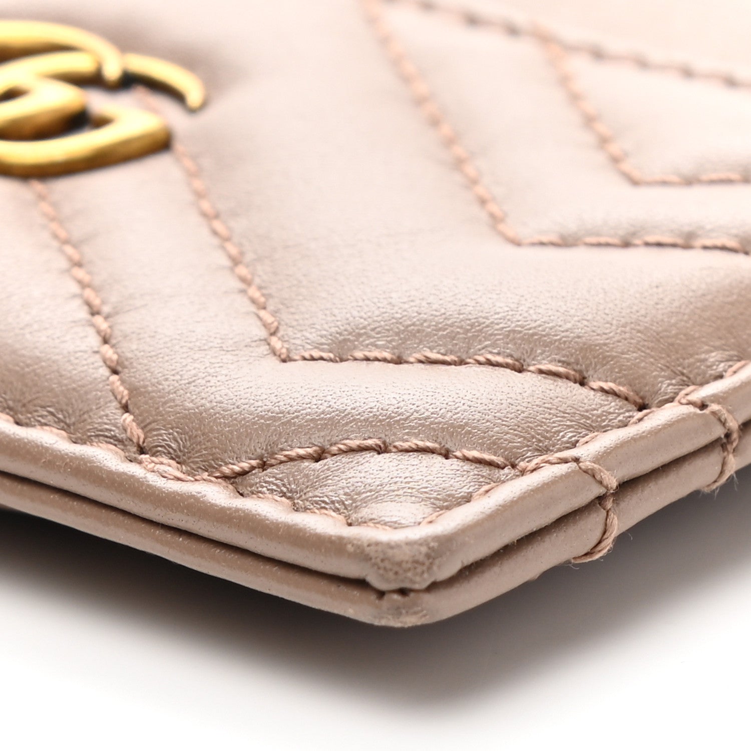 Gucci Calfskin Matelasse GG Marmont Card Holder Porcelain Rose 8 of 8