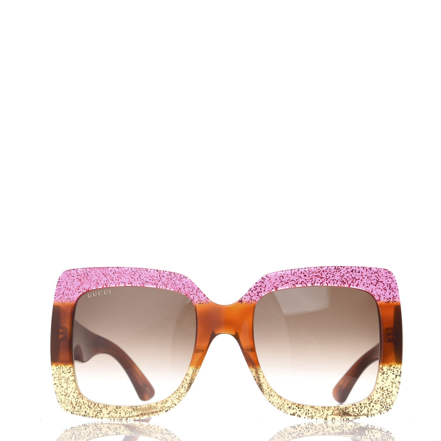 Gucci Square Frame GG0083S Sunglasses Glitter Pink Multi 3 of 8