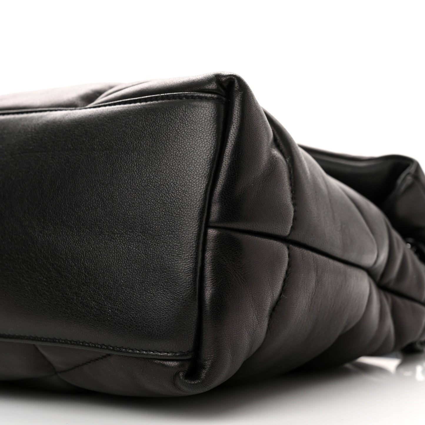 Calfskin Quilted Medium Loulou Puffer Monogram Chain Satchel Black