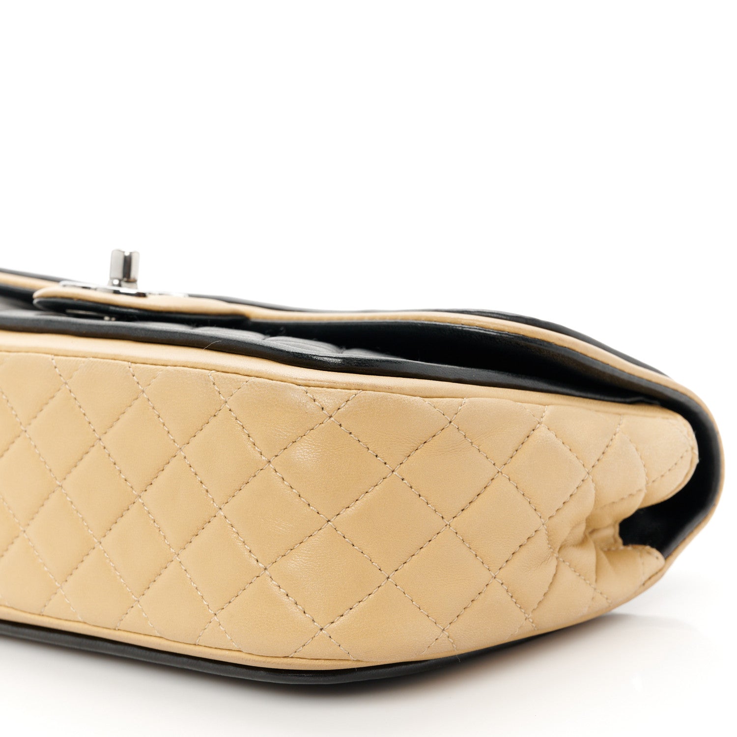 Chanel Lambskin Quilted Jumbo Classic Twist Flap Bag Black Beige 11 of 11