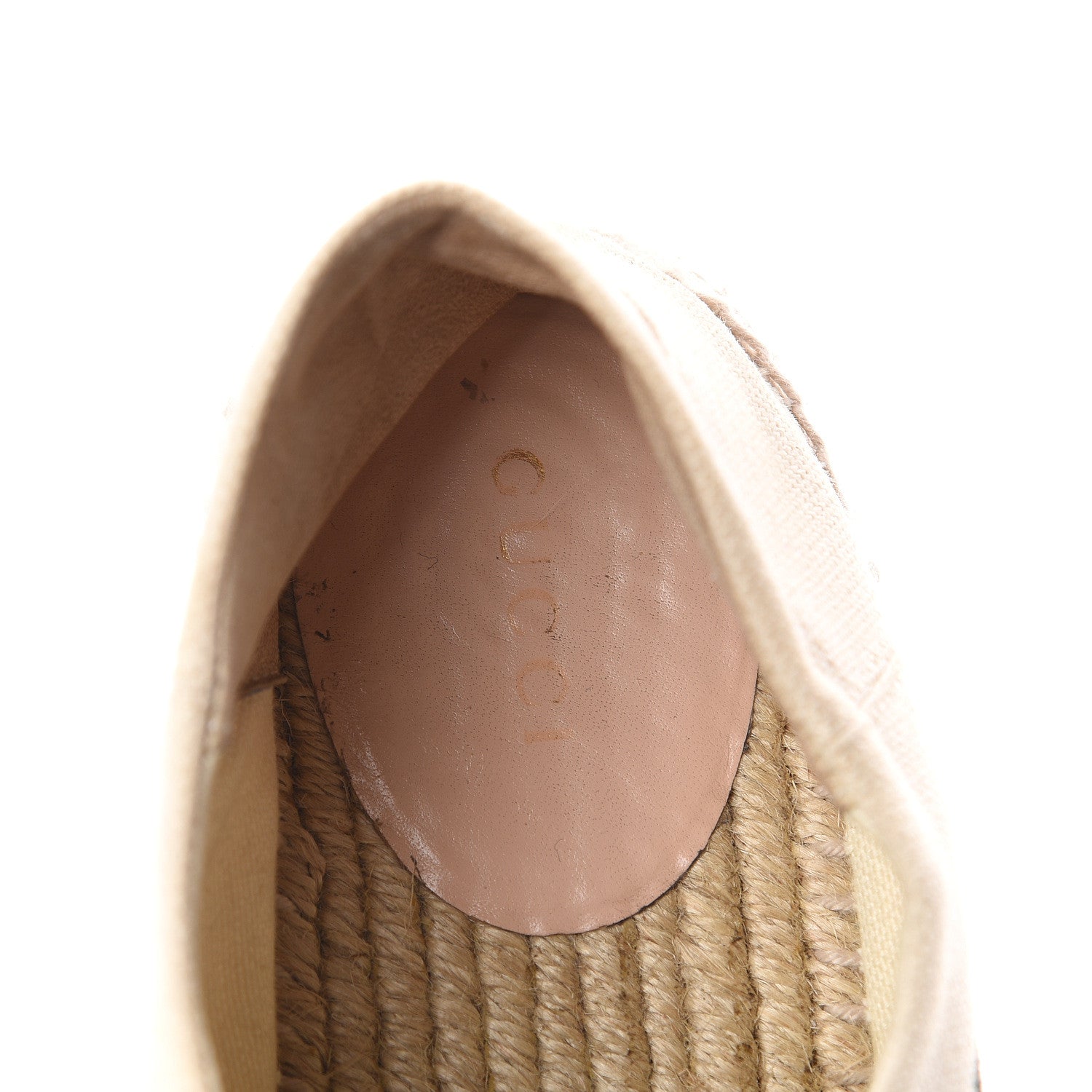Gucci Canvas Logo Lace-Up Platform Espadrilles 37.5 Greggio Grege 6 of 7