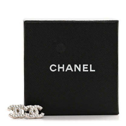 Chanel Crystal Mini Timeless CC Earrings Silver 5 of 5