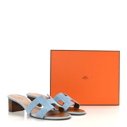 Hermes Denim Oasis Sandals 40 Bleu Clair 9 of 9