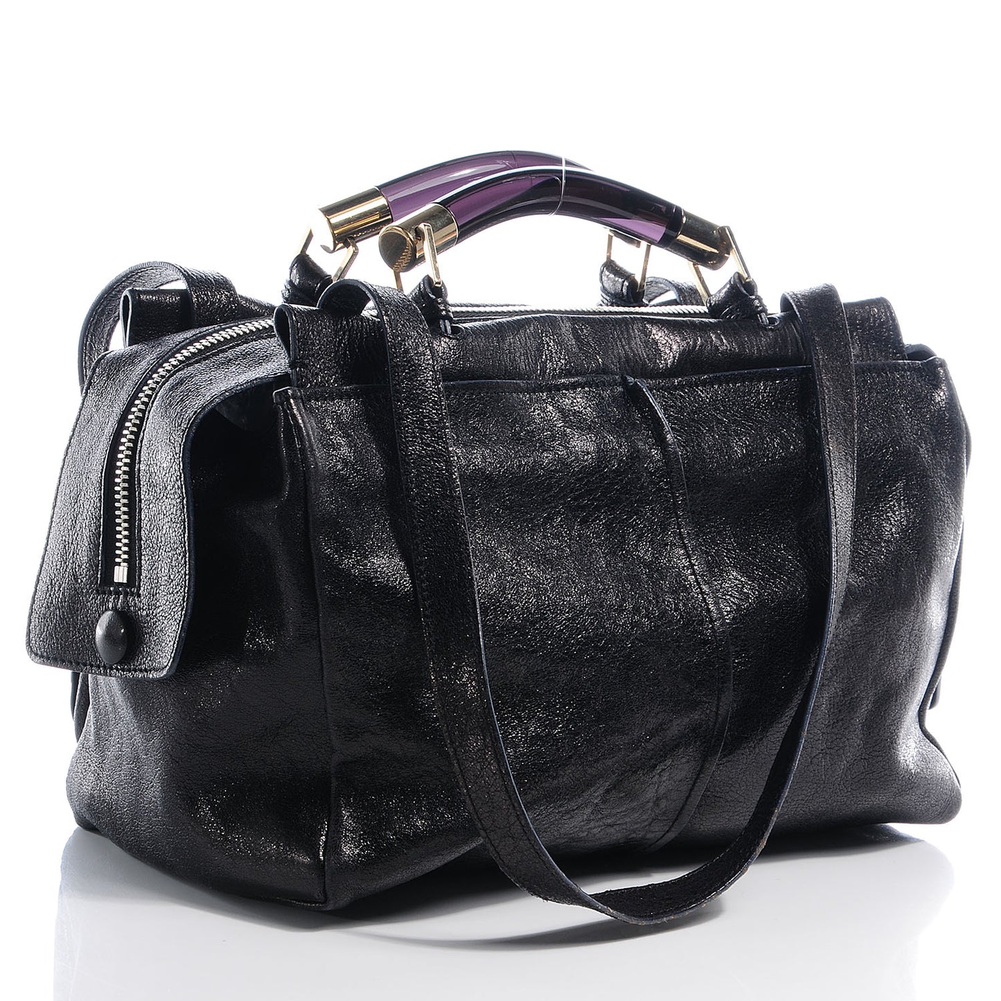 Leather Saskia Satchel Black