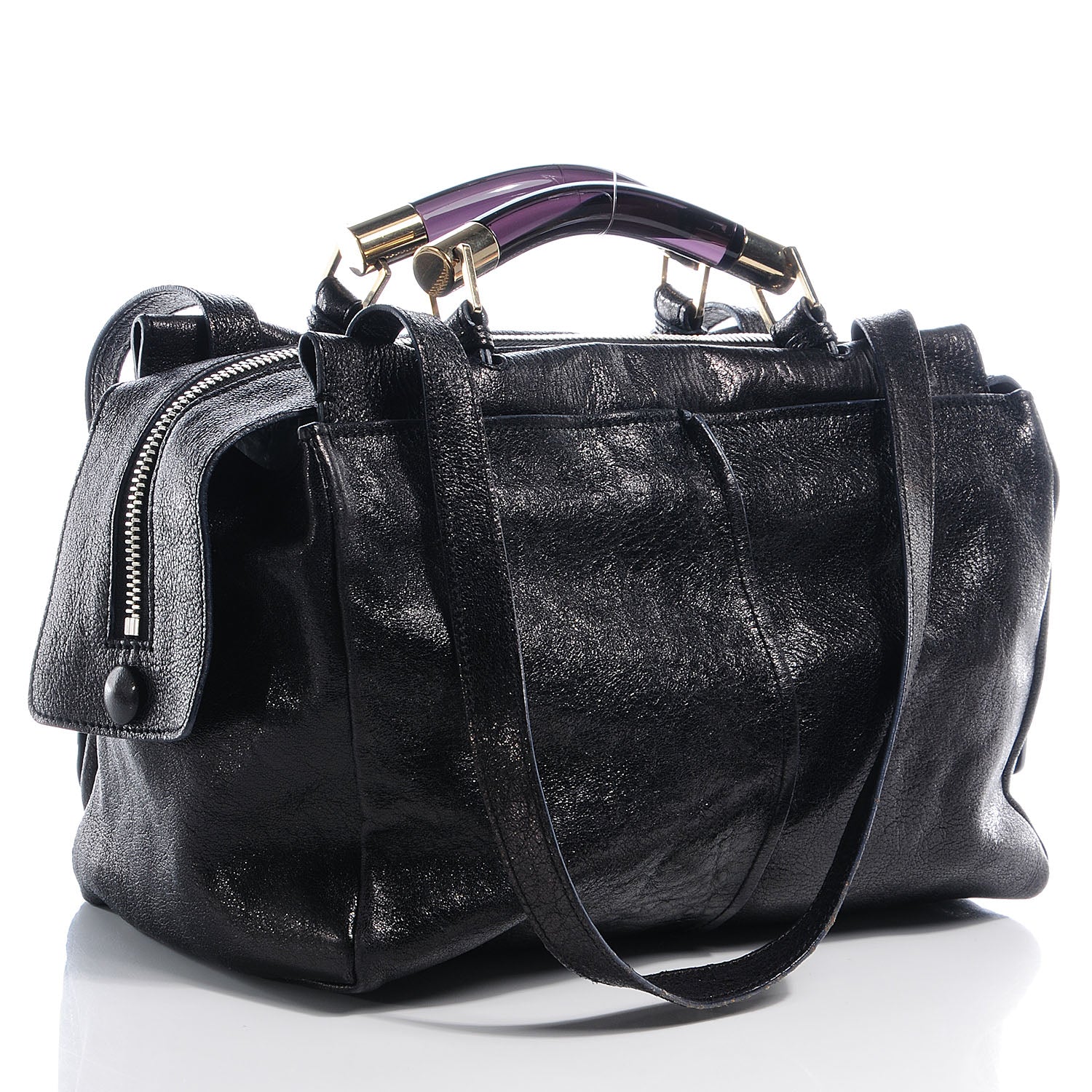 Chloe Leather Saskia Satchel Black 3 of 9