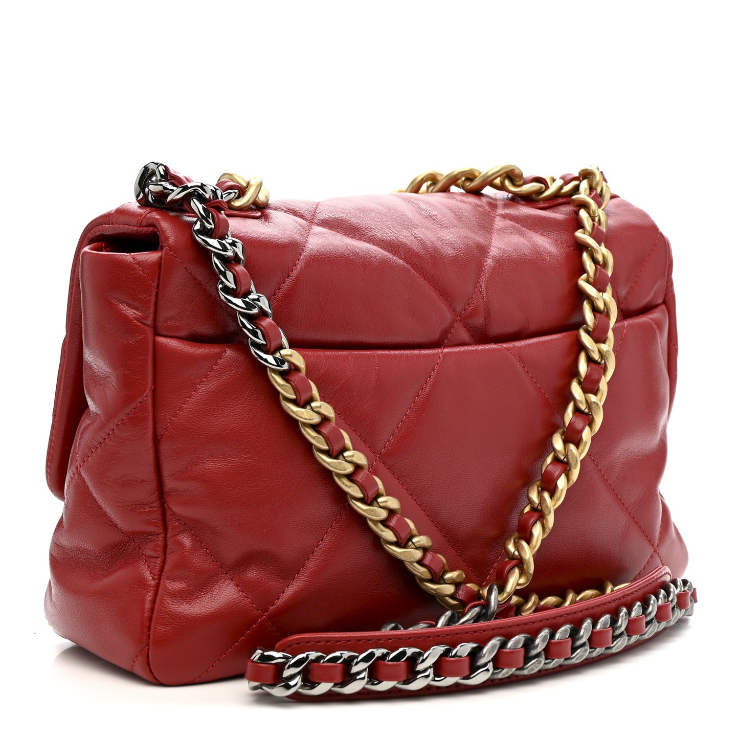 Goatskin Quilted Large Chanel 19 Flap Red