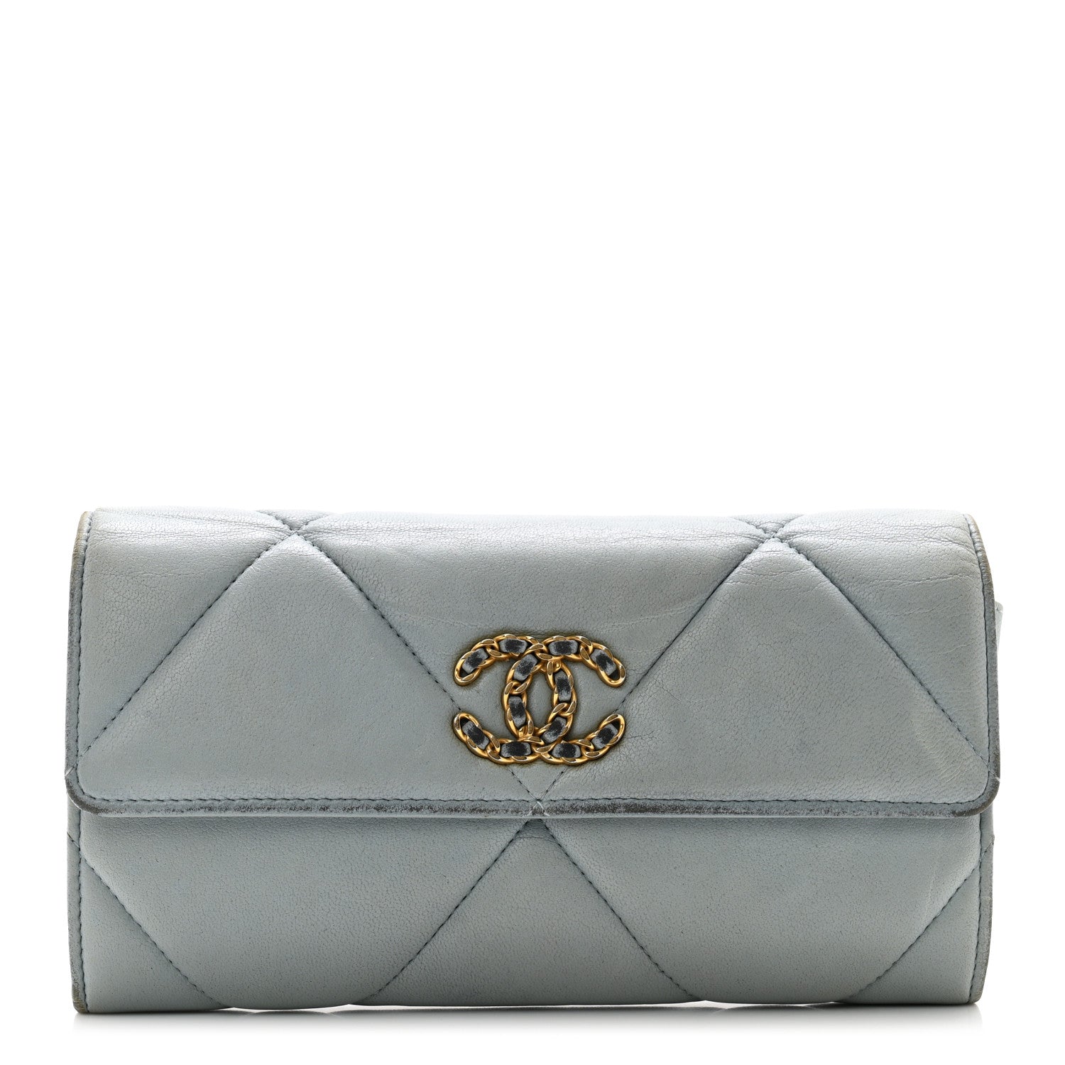Chanel Lambskin Quilted Chanel 19 Flap Wallet Light Blue 1 of 12