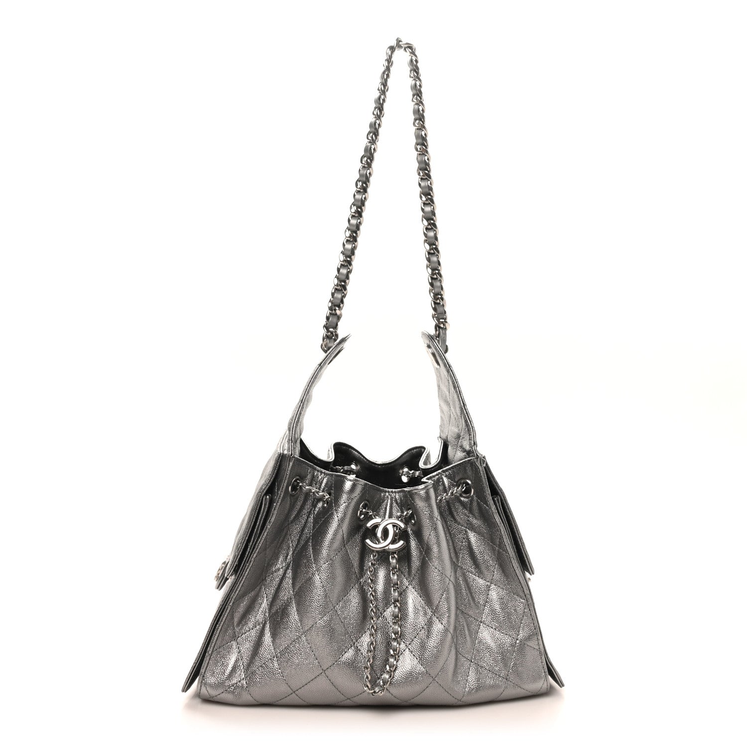 Chanel Metallic Caviar Quilted Small Chanel 25 Handbag Silver 1 of 10