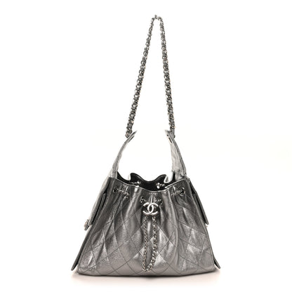Chanel Metallic Caviar Quilted Small Chanel 25 Handbag Silver 1 of 10