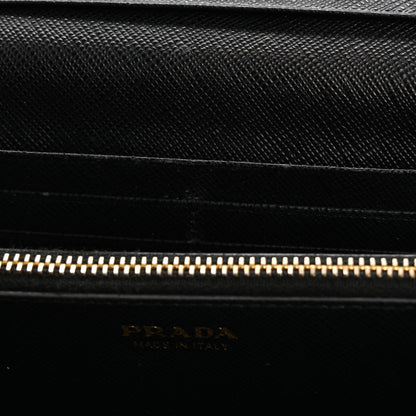 Prada Saffiano Triangle Logo Continental Flap Travel Wallet Black 15 of 16