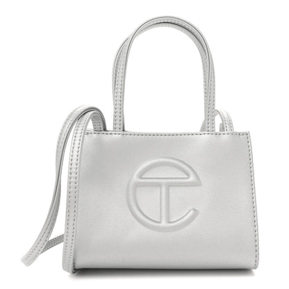 Telfar Metallic Vegan Leather Small Shopping Bag Silver 1 of 11