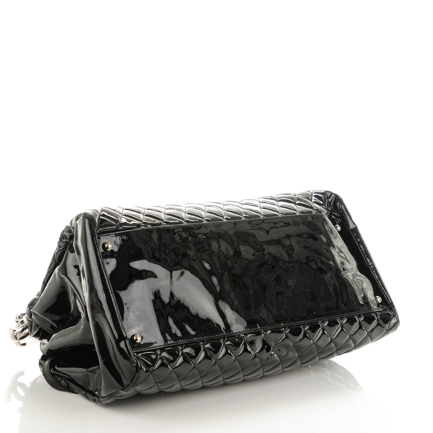 Patent Quilted Large Just Mademoiselle Bowling Bag Black