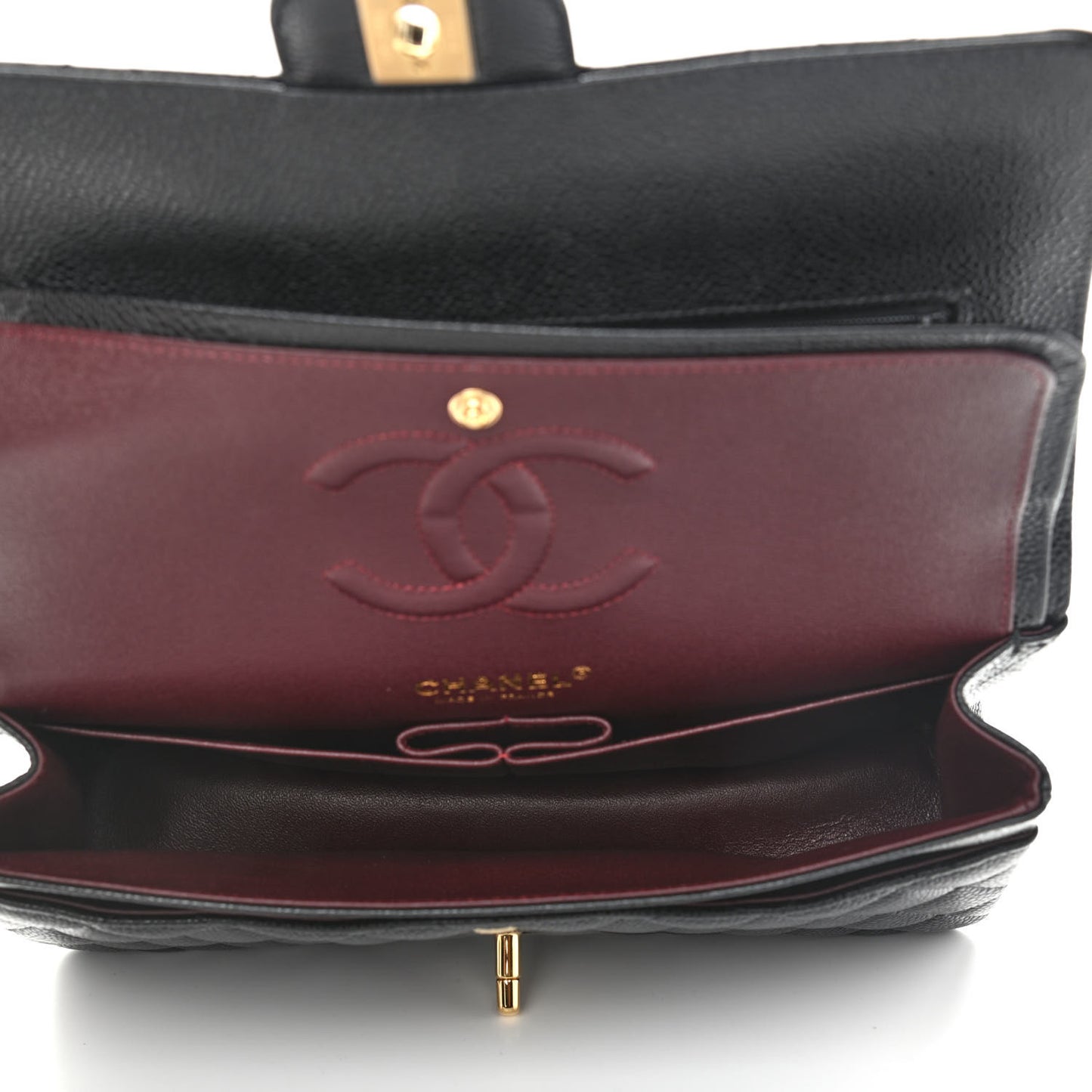 Caviar Quilted Medium Double Flap Black