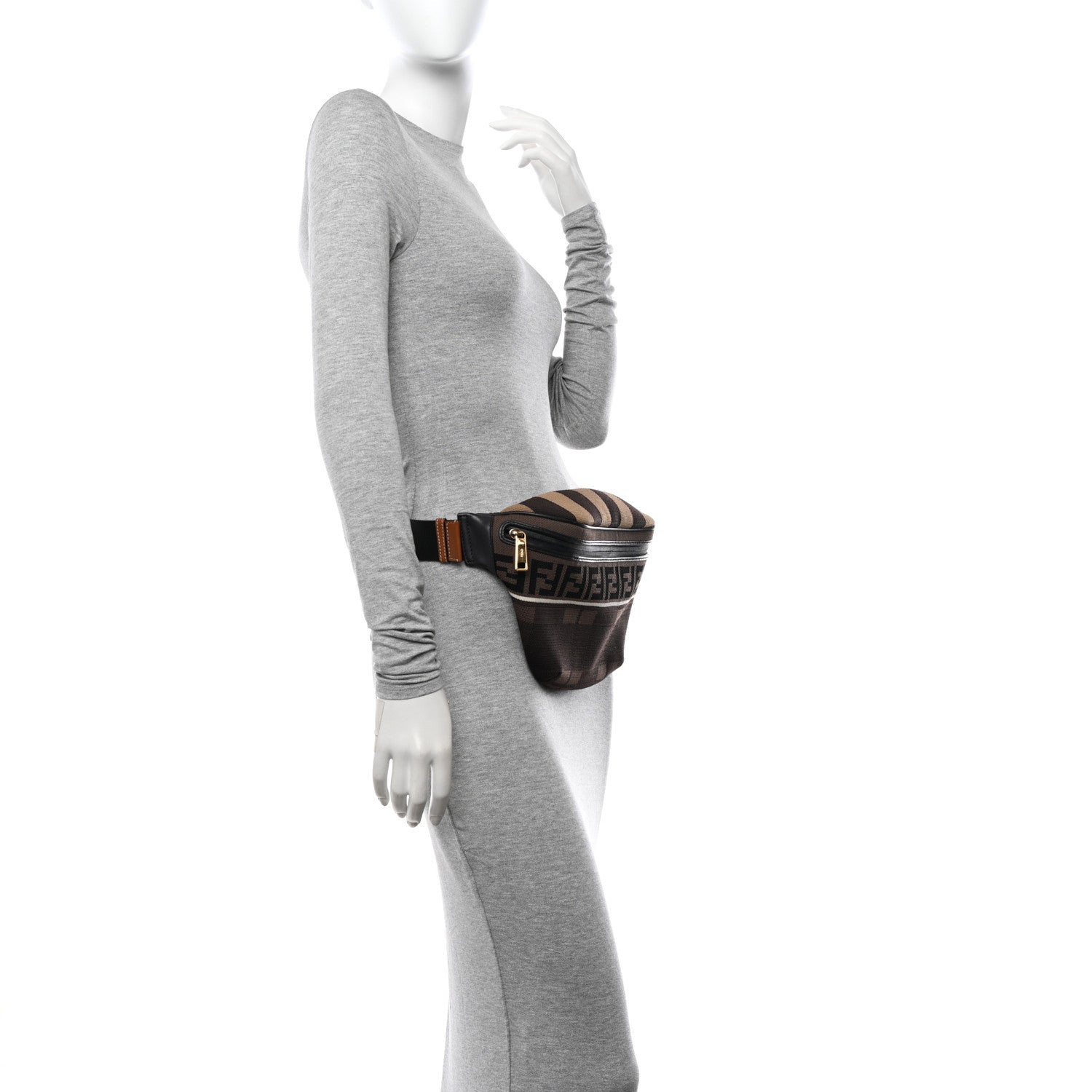 Fendi Vitello Century Maglia Pattern Mix Belt Bag Havana 2 of 11