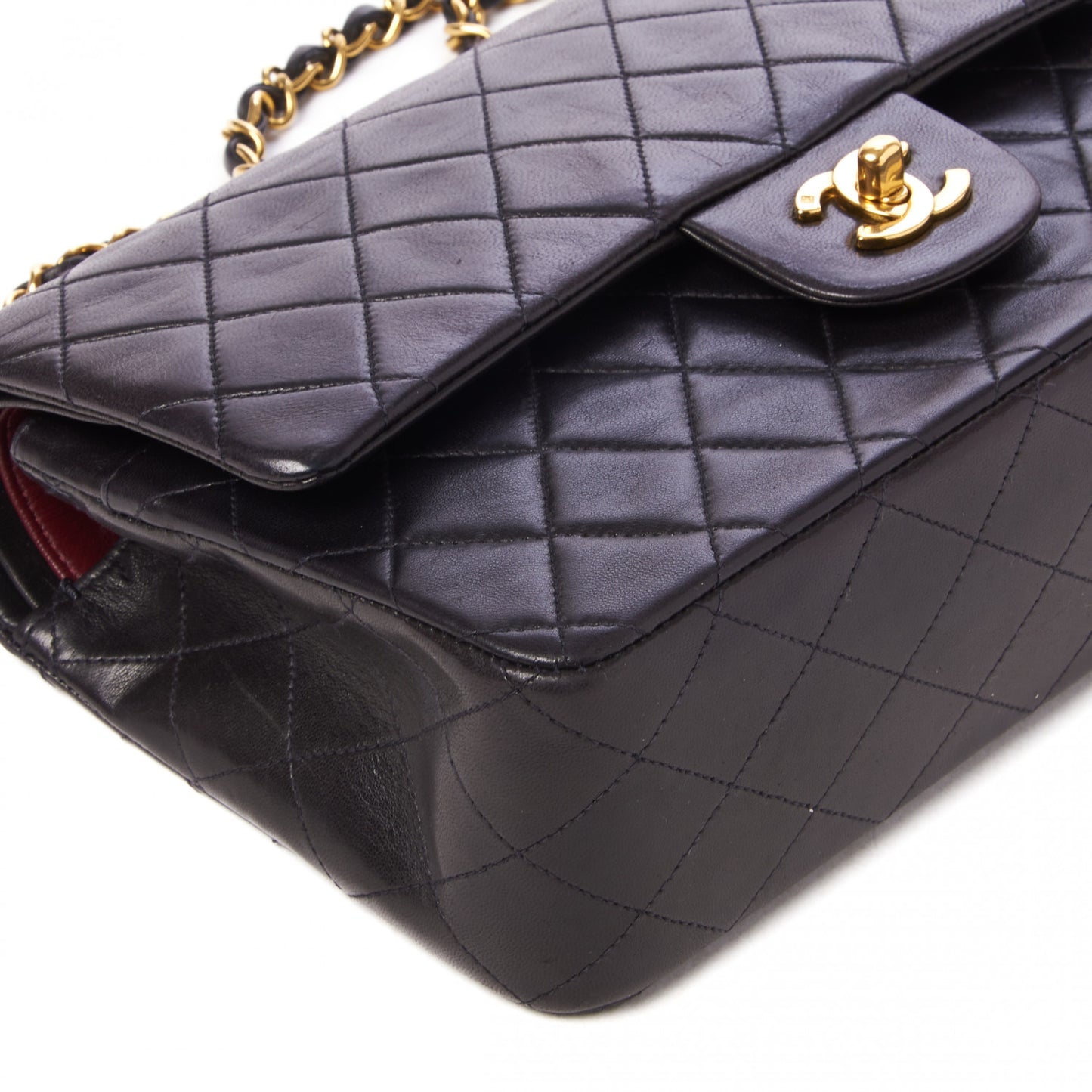 Lambskin Quilted Medium Double Flap Black