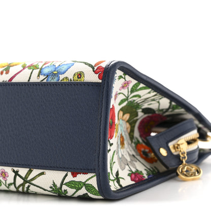 Gucci Canvas Medium Flora Tote White Multicolor Blue Agata 10 of 12