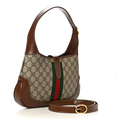 Gucci GG Supreme Monogram Azalea Calfskin Web Small Jackie 1961 Hobo Beige Ebony Brown Sugar 3 of 10