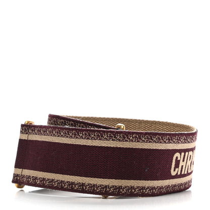 Christian Dior Canvas Embroidered Shoulder Strap Burgundy 2 of 5