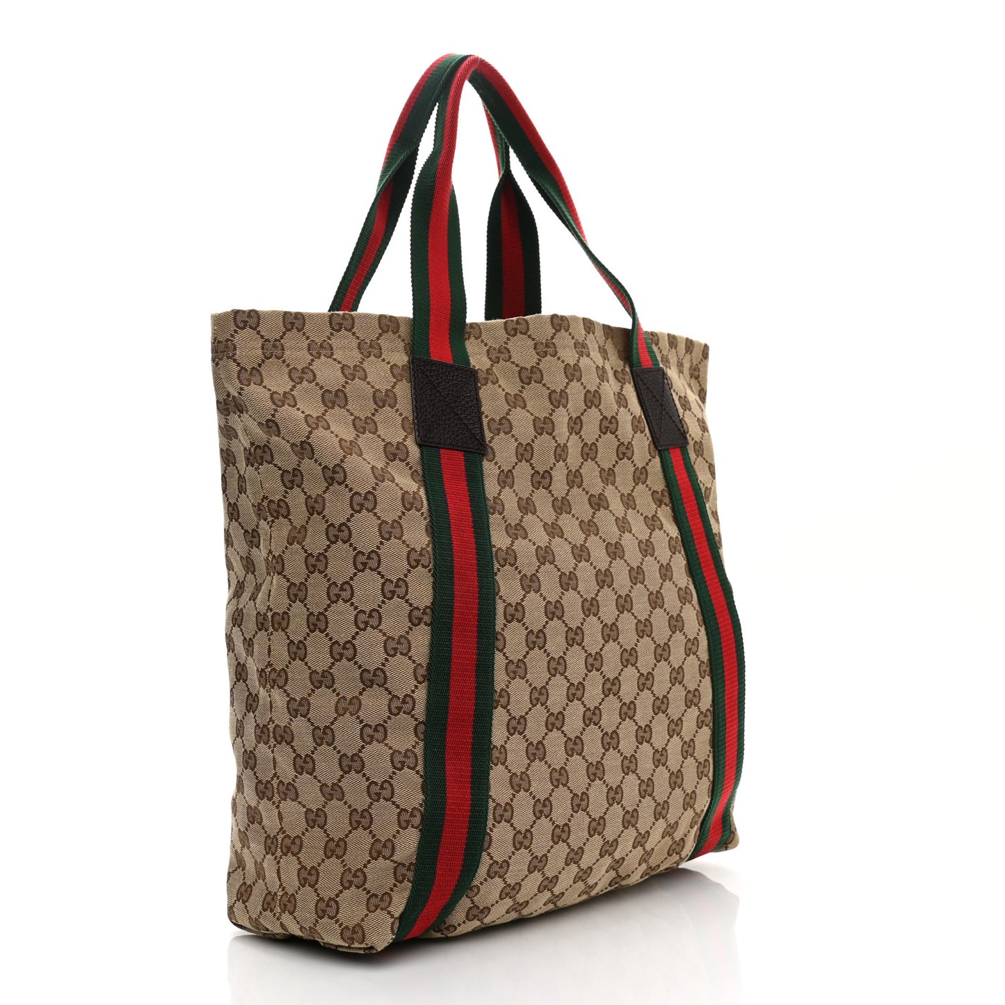 GG Monogram Medium Web Handle Vertical Tote Dark Brown