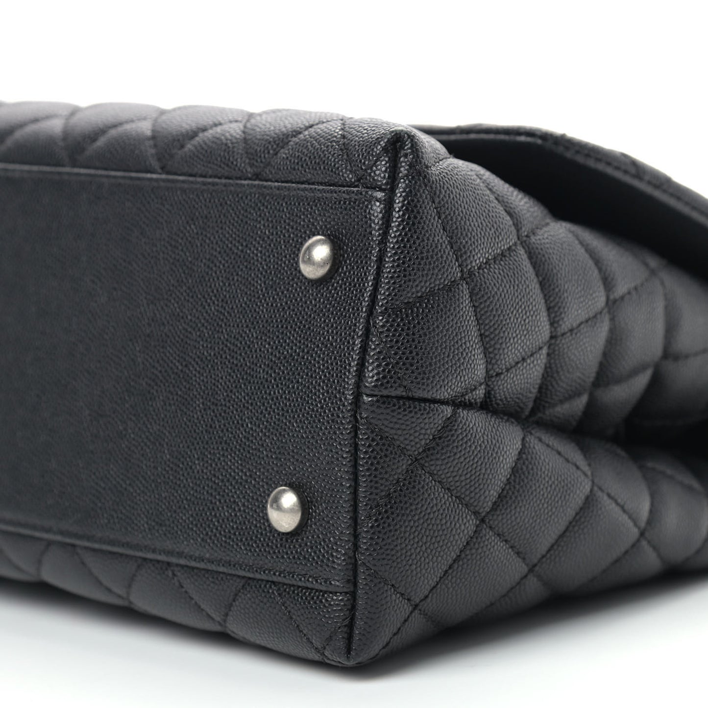 Caviar Lizard Quilted Small Coco Handle Flap Black