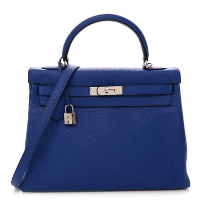 Hermes Taurillon Clemence Kelly Retourne 32 Bleu Electrique 1 of 11