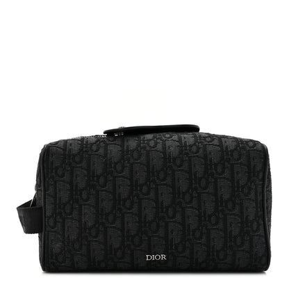 Christian Dior Oblique Jacquard Toiletry Pouch Black 1 of 7